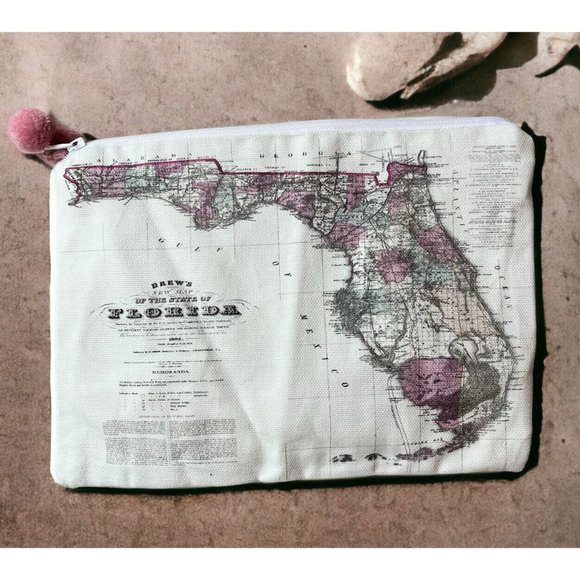 Unbranded Handbags - Unbranded Florida Map Souvenir Makeup Bag Cosmetic Travel Case Pencil Pouch New